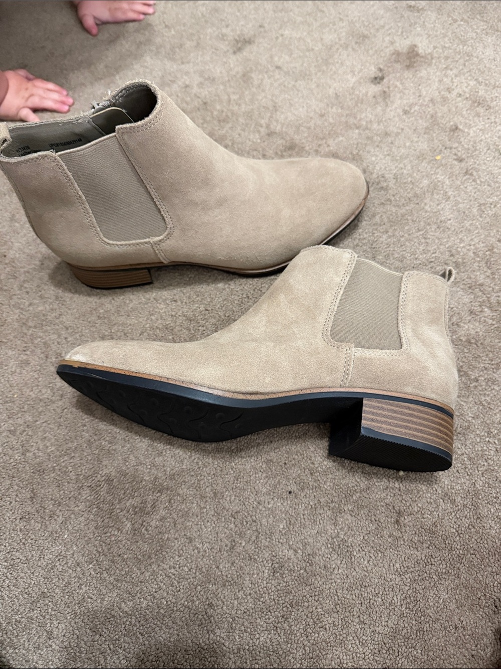 White Mountain Beige Suede Chelsea Ankle Boots